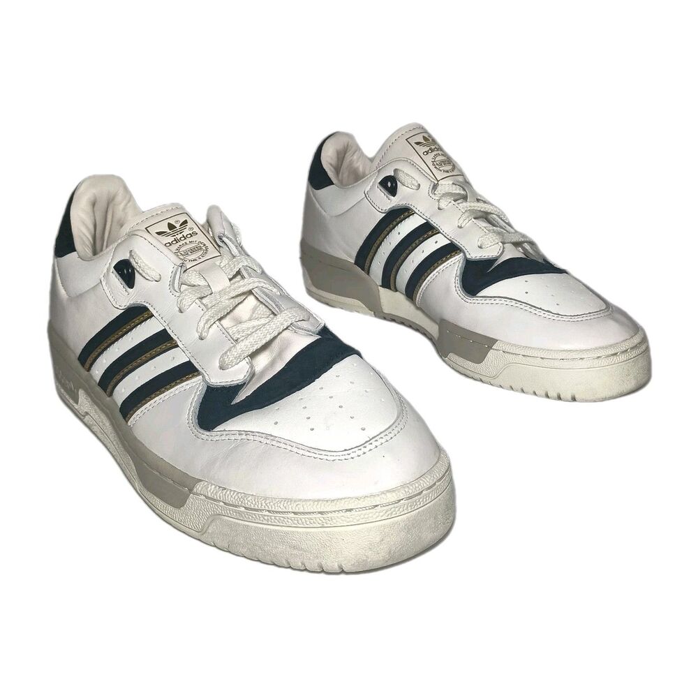 adidas Rivalry 86 Low Cloud White Core Black Gold Men's Leather Sneakers Size 9